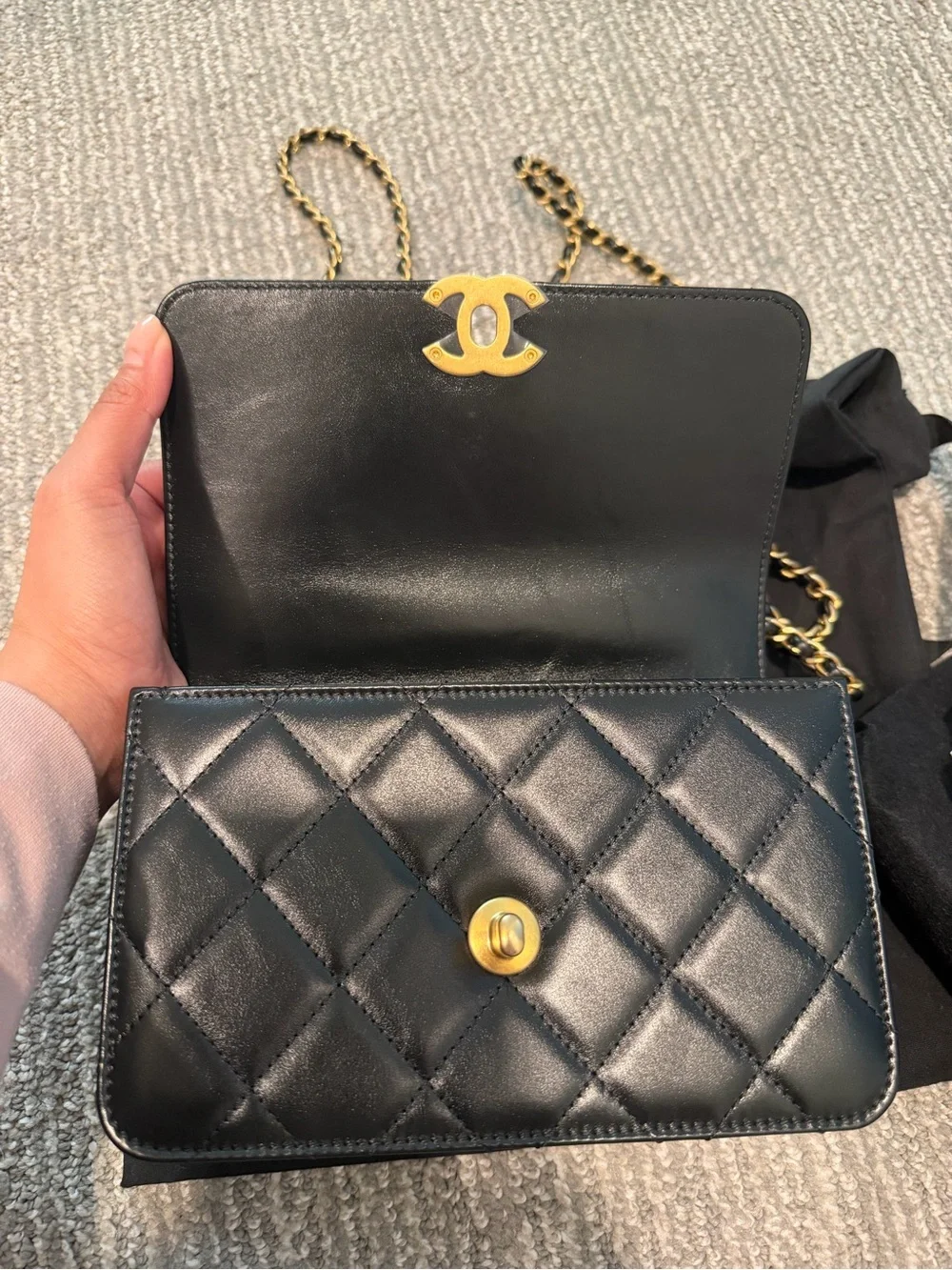 CHANEL Small Flap Bag in Shiny Calfskin & Gold-Tone Metal